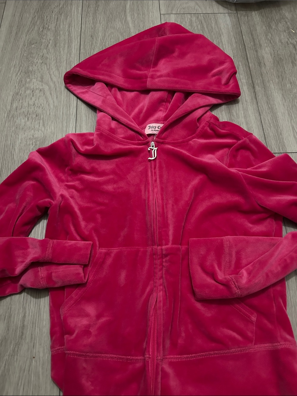 Juicy Couture Girls' Hot Pink Velour Zip Hoodie